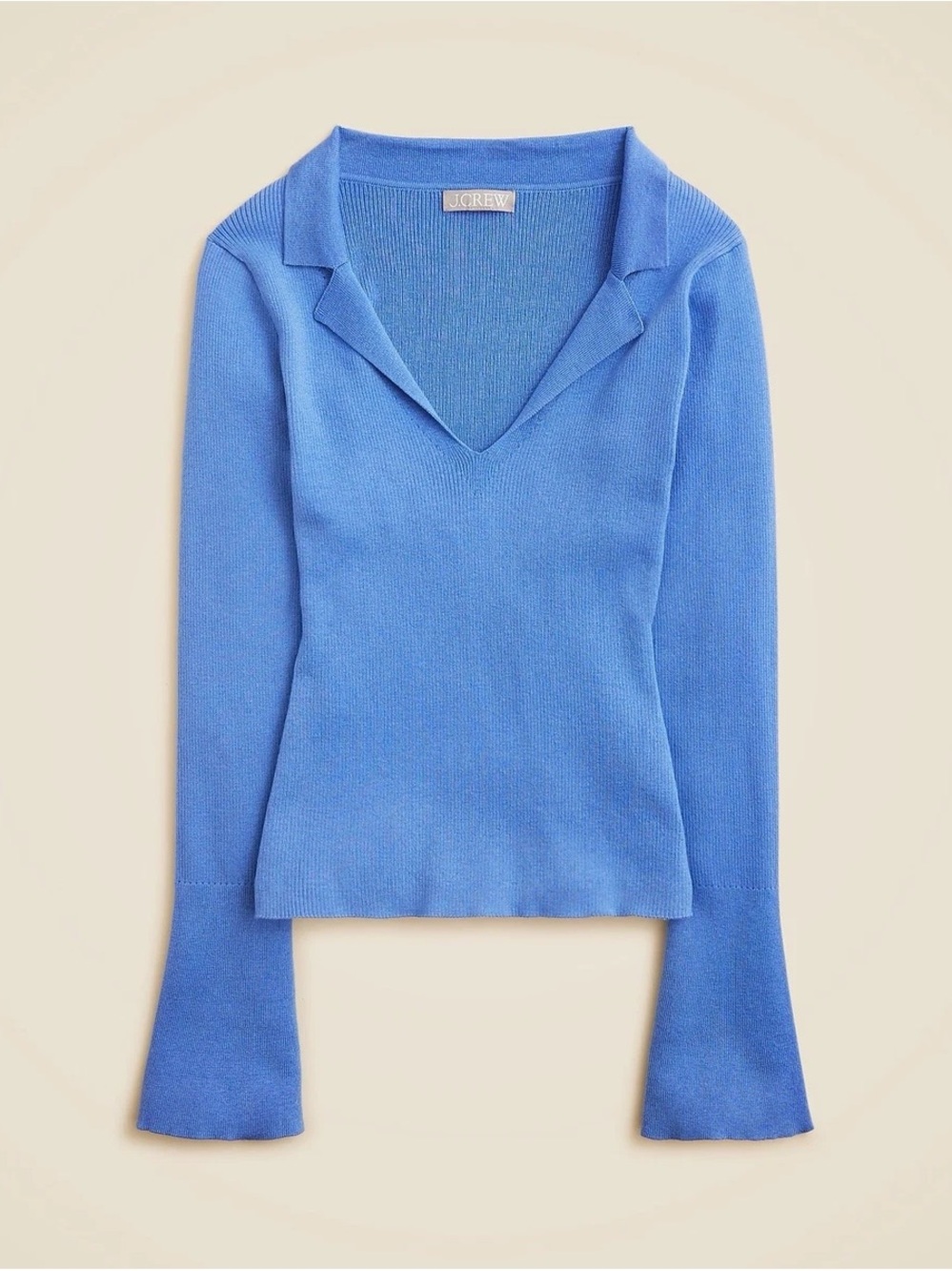 J. Crew Blue V-Neck Sweater Top with Bell Sleeves